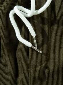 Men's Corduroy Casual Shorts, Versatile Knee Length Pants - Army Green - View 6