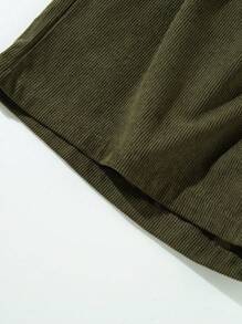 Men's Corduroy Casual Shorts, Versatile Knee Length Pants - Army Green - View 8