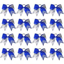 16PCS 8" Two Toned Large Glitter Cheer Bows Shiny Cheer Hair Bows Ponytail Holder Handmade For Cheerleader Girls Softball Sports - 閃銀寶藍色 - 查看 1