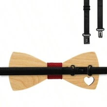 Handcrafted Maple Wooden Bowknot Gift Set - Includes Cufflinks Pocket Square & Gift Box, Perfect For Christmas Gifts, Halloween Decorations, New Year Presents, Weddings, And Party Accessories For Men