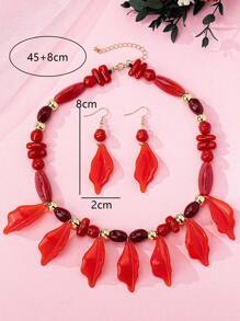 1 Set Women's Luxury Handmade Jewelry With Asymmetric Rhinestones & Beads, Including Necklace & Earrings, European Style, Suitable For Dating, Shopping, Party, Daily Wear
