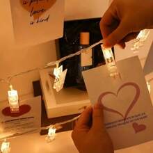 1PC1.5M10LED/3M20LED Batterijdoos Fotoclip Lichtsnoer, Geschikt Voor Het Ophangen Van Fotokaartfoto's, Geschikt Voor Feest, Slaapkamer, Slaapzaal, Muur, Bruiloftsdecoratie