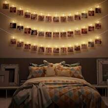 1PC1.5M10LED/3M20LED Batterijdoos Fotoclip Lichtsnoer, Geschikt Voor Het Ophangen Van Fotokaartfoto's, Geschikt Voor Feest, Slaapkamer, Slaapzaal, Muur, Bruiloftsdecoratie