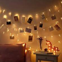 1PC1.5M10LED/3M20LED Batterijdoos Fotoclip Lichtsnoer, Geschikt Voor Het Ophangen Van Fotokaartfoto's, Geschikt Voor Feest, Slaapkamer, Slaapzaal, Muur, Bruiloftsdecoratie