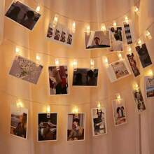 1PC1.5M10LED/3M20LED Batterijdoos Fotoclip Lichtsnoer, Geschikt Voor Het Ophangen Van Fotokaartfoto's, Geschikt Voor Feest, Slaapkamer, Slaapzaal, Muur, Bruiloftsdecoratie