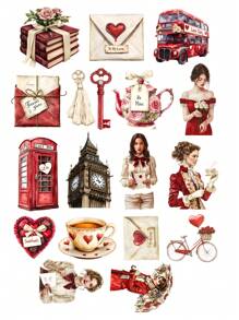 17 pezzi di adesivi decorativi in stile vintage con acquerelli, raffiguranti ragazze di Londra, ragazze di moda eleganti, ragazze di cucina europea vintage, per decorare album fotografici, cover per telefono, iPad, articoli per la scuola e forniture scolastiche