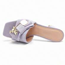 Elegant Bow Decor High Heel Sandals, Fashionable & Minimalist, Summer - Purple - View 4
