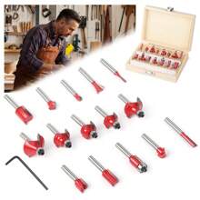 8mm Fräser Set H-M 15tlg Oberfräser-Set Schaft Nutfräser für Oberfräse Holzfräser - Rot - Übersicht 3