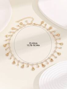 1pc Boho Rhinestone Decor Shell Charm Chain Necklace For Women For Vacation