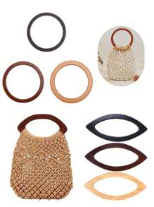 1pc Round Wooden Handle 12CM For Handmade Handbag DIY Tote Purse Frame Making Bag Hanger DIY Bag Accessories Parts Hanger - Multicolor - View 1