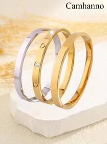 Camhanno 3 Pieces Of Design Light Luxury Stainless Steel Glossy Love Bracelet To Match And Give To Friends, Family And Mother - Multicolor - View 8