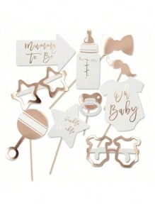 婴儿拍照道具性别揭秘派对男孩或女孩派对生日派对、圣诞节、情人节、婴儿派对礼物（送礼佳品）、婴儿派对奶嘴、性别揭秘 - 金色 - 查看 13