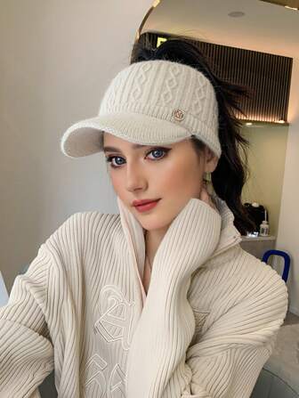 女士贝雷帽 - 时尚百搭短帽檐渔夫帽，可折叠设计，四季皆宜，防晒，条纹工艺，无弹性，节日主题冬帽