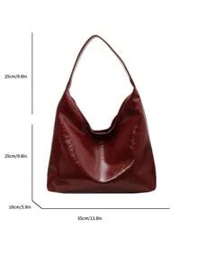 Bolso de hombro de gran capacidad suave y vintage para el trabajo y el transporte - Burdeos - Ver 4