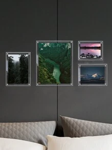 1 Set Acrylic Transparent 3D Photo Frame, Creative Personalized Advertising Display Stand For Certificates And Photos, Multiple Sizes Can Be Combinable