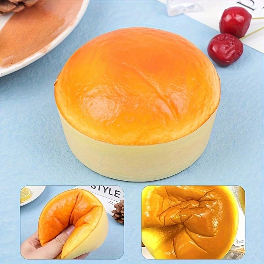 1pc Butter Cheese Cake Squishy Toy, Soft Slow Rising Stress Relief Toy, Realistic Food Model, Photography Prop - Yellow - View 1