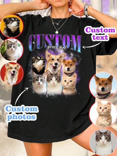 Camisa oversize, camiseta bootleg de rap personalizada Y2K, camiseta retro personalizada de foto de los 90, camiseta de regalo divertida, regalo para mi pareja, top vintage con foto de pareja, camiseta personalizada de novia/novio, regalo para ella, disfraz de Bella, regalos ideales para su familia, amigos, jóvenes, niñas rosas para el Día de la Madre, para el Día de la Juventud, para vacaciones, ornamental, perro, único, personalizado