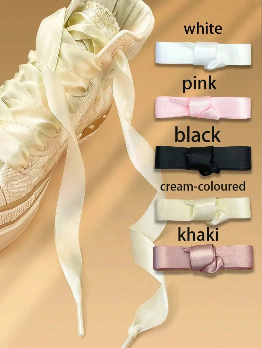 HALF INSOLE Fashionable Elegant Solid Color Silk Shoelaces - Multicolor - View 1