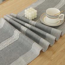 1PC Embroidery Cotton Linen Table Runner Indoor Outdoor Farmhouse Style Coffee Table Runner 90cm With Hand-Tassels For Party Dining Kitchen Decorations - Grey - View 5