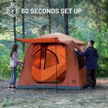 TIMBER RIDGE Instant Pop Up Hub Tent, 4 Person Portable Weather Resistant Camping Tent, 60 Second Set-Up, Easy Up Tents With Rain Fly And Carry Bag - Orange - View 6
