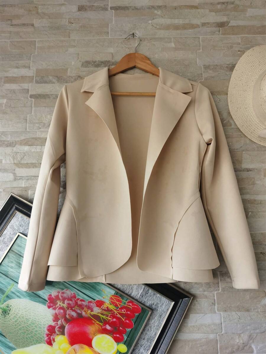 Women's Blazer Long Sleeve Neoprene Jacket Has - Rice - View 1