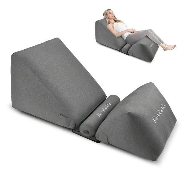 Aufblasbares Keilkissen für Schlafapnoe, 0-90° unendlich einstellbar, Back Wedge Pillow+Separable Beinerhöhungskissen, einfach zu lagern, Keilkissen für Rückenschmerzlinderung, abnehmbare Abdeckung