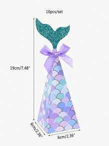 10 piezas Cajas de regalo con diseño de cola de sirena morada - Detalles de fiesta con temática 'Bajo el mar' para cumpleaños, revelaciones de género y bodas - Cajas de regalo de papel versátiles para todas las ocasiones, suministros de envoltura de regalos, decoración navideña familiar, San Valentín - Multicolor - Ver 3
