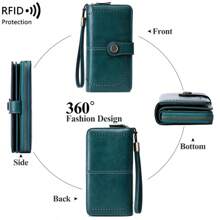RFID Anti-Theft Brush Large Capacity Retro Long Wallet