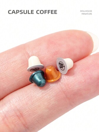 5 Pcs Dollhouse Miniature Kitchen Food & Drinks, Capsule Coffee & Milk Ball: 1/6 1/12 Scale Realistic Mini Coffee, Cafe Kitchen Afternoon Tea Decor Models (With Random Stickers)