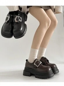 2025 New Spring Vintage Versatile Loafers Shoes For Women, British Style Mary Jane Platform Thick Soled Small Leather Shoes