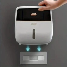 Toilet Roll Paper Holder, Double Layer Large Capacity Tissue Storage Box, Wall Mounted Bathroom Tissue Dispenser, Waterproof Tissue Box, Bathroom Accessories Bathroom Decor Fall Decor