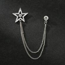 1 件韩国时尚西装胸针，时尚法式衬衫领针，链式领夹流苏星星流星符号胸针，适合女士外套