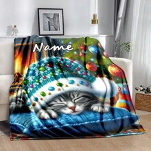 1PC Personalized Blanket Custom Name Printed Blanket Cute Sleeping Animal Panda Blanket Your Name Printed On It Soft And Warm Memorable Moments Blanket Great Holiday Gift For Families