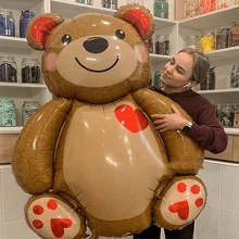 1 件/5 件/11 件巨型 91 厘米/35.8 英寸泰迪熊拥抱铝箔气球，黑白格子图案，高品质，适合婚礼、订婚、母亲节、生日惊喜装饰、女友礼物