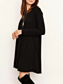 Boho Retro Solid Rayon Cool  Color Mini Dress Short Sleeves Grey Charcoal Olive Navy Small To 3XL Plus Curvy - 黑色 - 查看 3