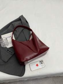 Bolso de hombro de gran capacidad suave y vintage para el trabajo y el transporte - Burdeos - Ver 6