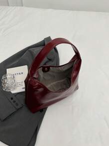 Bolso de hombro de gran capacidad suave y vintage para el trabajo y el transporte - Burdeos - Ver 5