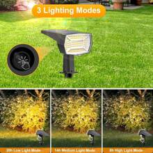 72 LEDs Solar Spot Lights Outdoor Waterproof, 3 Modes Landscape Spotlights, Dusk To Dawn Solar Powered Flood Wall Lights For Outside, Solar Garden Lights For Yard Porch 6 Pack - 暖白色 - 查看 5