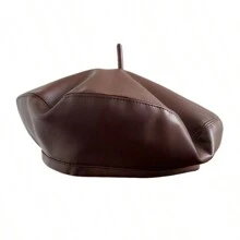 1 Basco in pelle PU con forma a disco, stile coreano versatile da artista, elegante, unisex