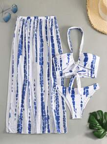 Nieuwe Europese en Amerikaanse stijl bikini 3-delige set met cover-up, sexy zomer strandvakantie badmode