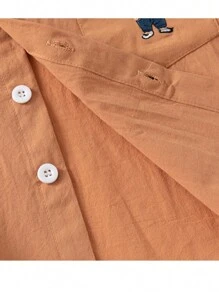 男童春秋刺绣小熊纽扣衬衫