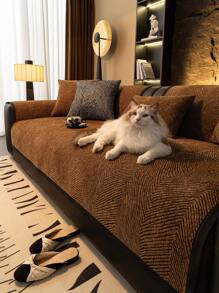 1 szt. Modny pokrowiec z nadrukiem w panterkę Chenille - miękki, antypoślizgowy, przyjazny dla zwierząt domowych pokrowiec na sofy i sofy w kształcie litery L (1/2/3/4 miejsca) - dostępny przez cały sezon, można prać w pralce