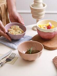 Christmas 4pcs/Set Ceramic Bowls, Salad Bowls, Breakfast Cups, Decorative Home Kitchen Tableware Suitable For Weddings, Parties, Gifts, Birthdays, Lunch Boxes, Bento Boxes Home Decor New Year Gift - Multicolor - View 2