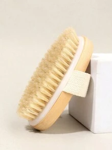 1Pc Dry Body Brush, Exfoliating Body Scrubber, Natural Bristles For Dry Skin, Improves Blood Circulation, Stops Ingrown Hairs, Cleans Acne And Cellulite, Good For Home Bath Tools