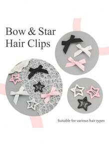 Bộ 36 kẹp tóc thời trang nữ hình nơ và ngôi sao nhiều màu sắc, kẹp tóc công chúa thanh lịch, phụ kiện tóc phong cách cổ tích Y2K, kẹp tóc màu hồng dễ thương, 3 màu, thích hợp sử dụng hàng ngày, quà tặng ngày Valentine, kẹp tóc càng cua, đồ dùng học tập, sinh viên, kẹp tóc màu hồng, nơ, phụ kiện đội đầu - trắng + hồng + đen - Xem 5