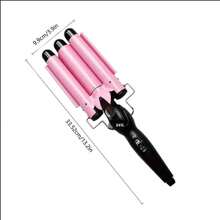 1pc Portable 22mm 25mm Simple Black Electric Hair Brush, Professional Hair Tools Curling Iron Ceramic Triple Barrel Hair Styler Hair Waver Styling Tools Hair Curlers Electric Curling