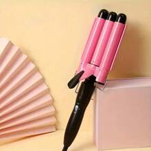 1pc Portable 22mm 25mm Simple Black Electric Hair Brush, Professional Hair Tools Curling Iron Ceramic Triple Barrel Hair Styler Hair Waver Styling Tools Hair Curlers Electric Curling