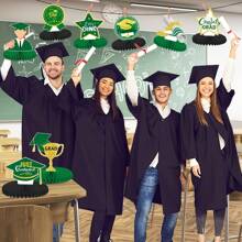 8PCS Graduation Party Decorations Green Class Of 2025 Congrats Grad Table Toppers Congratulate Graduation Honeycomb Table Centerpiece For HighSchool College Graduation Party - Green - View 5