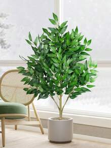 Kmitang Cây bạch đàn 42-64cm, lá liễu nhiệt đới, cành cây đa bằng nhựa, lá sung bằng lụa, trang trí nhà cửa, màu xanh lá cây, thích hợp cho nhà ở, văn phòng, sân vườn, ban công, không bao gồm chậu, 1 chiếc - màu xanh lá - Xem 5