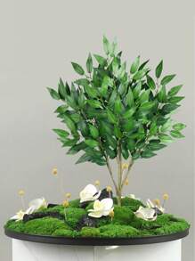 Kmitang Cây bạch đàn 42-64cm, lá liễu nhiệt đới, cành cây đa bằng nhựa, lá sung bằng lụa, trang trí nhà cửa, màu xanh lá cây, thích hợp cho nhà ở, văn phòng, sân vườn, ban công, không bao gồm chậu, 1 chiếc - màu xanh lá - Xem 9